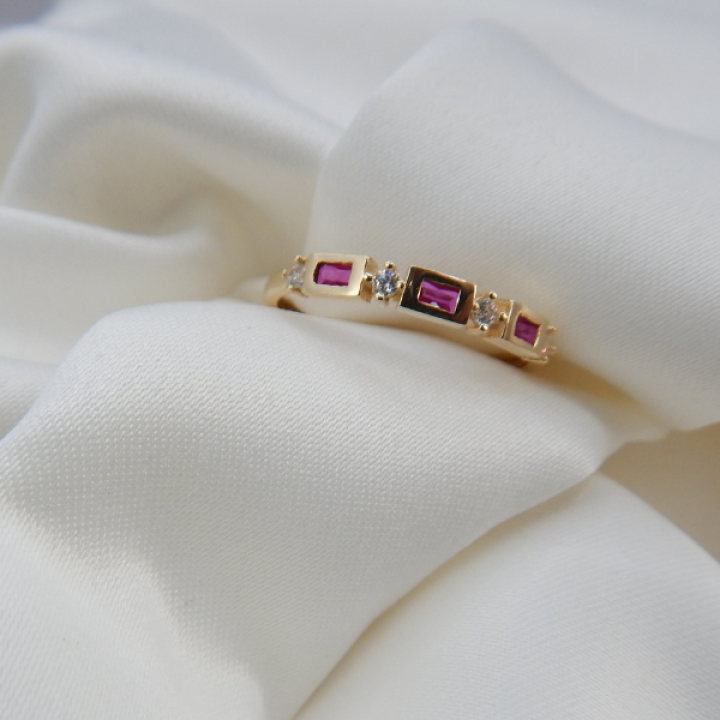 Anillo Zirconias Cuadradas