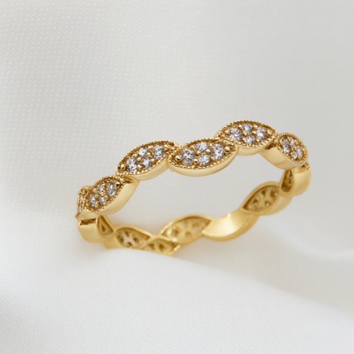 Anillo Zirconia Ondulado